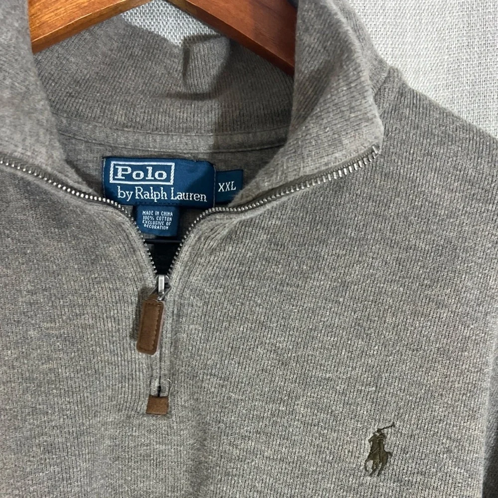 Men’s Preppy Polo Ralph Lauren 1/4 Zip Pullover Sweater Brown‎ XXL